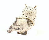 Wise Owl Trinket Box with White Enamel with Austrian Crystals
