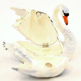 Big Swan Trinket Box with Blue & Pink Enamel with Austrian Crystals