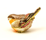 Sparrow Bird Trinket Box. Colorful Enamel with Austrian Crystals