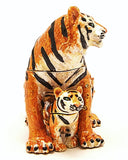 Tiger With Baby Trinket Box. Hand Detailed with Austrian Crystals