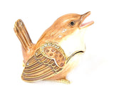 Brown Sparrow Trinket Box Made with Austrian Crystals