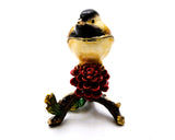 Sparrow on Branch Trinket Box with Colorful Enamel & Austrian Crystals