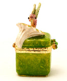 Hummingbird on Trinket Box. Hand Painted Enamel with Austrian Crystals