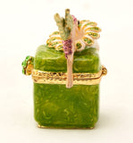 Hummingbird on Trinket Box. Hand Painted Enamel with Austrian Crystals