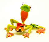 Leaping Frog with Baby Trinket Box. Very Detailed with Austrian Crystals Enamel
