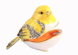 Goldfinch Bird Small Trinket Box. Hand Detailed  with Austrian Crystals