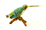Hummingbird on Branch Trinket Box with Colorful Enamel & Austrian Crystals