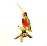 Hummingbird on Branch Trinket Box with Colorful Enamel & Austrian Crystals
