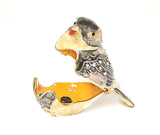 Sitting Sparrow Trinket Box. Very Detailed Enamel with Austrian Crystals