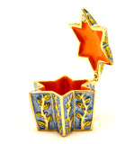 Star Of David Trinket Box. Blue Enamel & Austrian Crystals