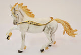 Bejeweled Big Unicorn Trinket Box with Austrian Crystals & White Enamel
