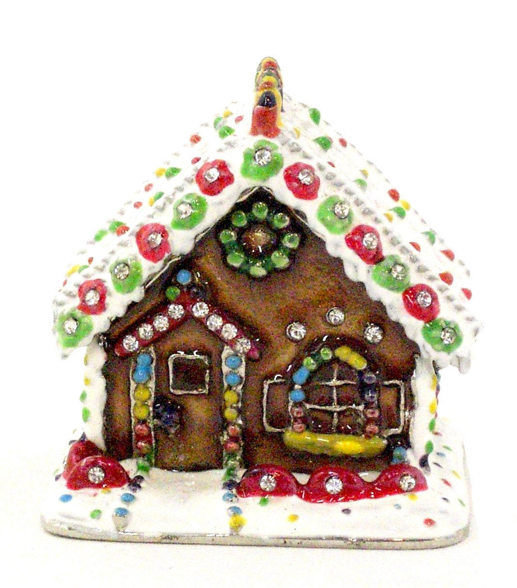Gingerbread House Trinket Box with Colorful Enamel & Austrian