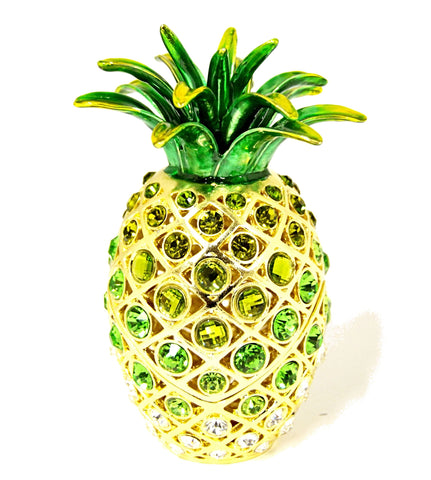 Large Pineapple Trinket Box with Hand Set Austrian Crystals