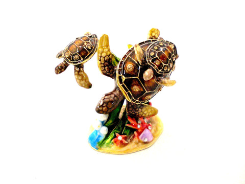 Turtle Family Trinket Box Made with Austrian Crystals