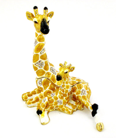 Giraffe Sitting with Baby Trinket Box