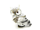 Wise Owl Trinket Box with White Enamel with Austrian Crystals