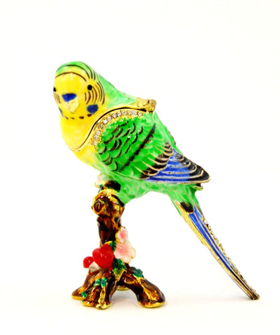 Parakeet On Branch Trinket Box