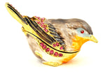 Sparrow Bird Trinket Box. Colorful Enamel with Austrian Crystals