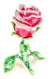 Stand Up Rose Flower Trinket Box with Austrian Crystals & Enamel