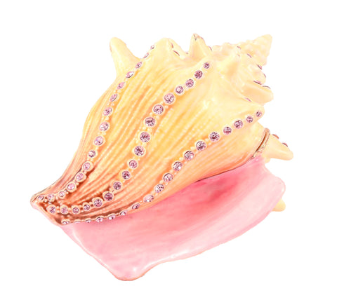 Beautiful Conch Shell Trinket Box Made with Austrian Crystals