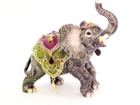 Gentle Elephant Trinket Box, Hand Crafted with Austrian Crystals