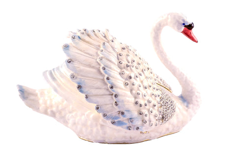 Big Swan Trinket Box. Hand Detailed with Austrian Crystals