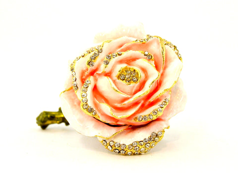 Rose Flower Trinket Box. Hand Crafted with Austrian Crystals
