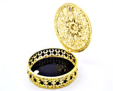 Round Jewelry Trinket Box. Handmade with Austrian Crystals & Enamel