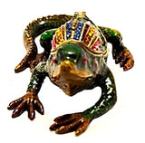 Desert Gem Lizard Trinket Box. Green Enamel & Austrian Crystals