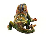 Desert Gem Lizard Trinket Box. Green Enamel & Austrian Crystals