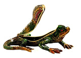 Desert Gem Lizard Trinket Box. Green Enamel & Austrian Crystals