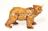 Golden Bear Trinket Box. Hand Painted Enamel & Austrian Crystals