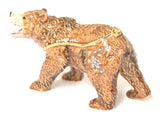 Golden Bear Trinket Box. Hand Painted Enamel & Austrian Crystals