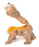 Golden Bear Trinket Box. Hand Painted Enamel & Austrian Crystals
