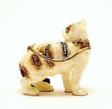 Playful Cat Trinket Box White Enamel with Austrian Crystals