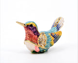 Bejeweled Small Humming Bird Trinket Box with Colorful Enamel & Austrian Crystals