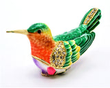 Bejeweled Small Humming Bird Trinket Box with Colorful Enamel & Austrian Crystals