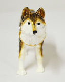 Standing Wolf Trinket Box. Very Detailed with Austrian Crystals