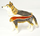 Standing Wolf Trinket Box. Very Detailed with Austrian Crystals