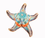 Blue Starfish Trinket Box. Hand Painted Enamel Austrian Crystals