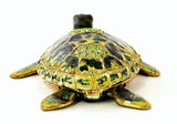 Sandy Turtle Trinket Box. Green Enamel with Austrian Crystals