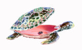 Sandy Turtle Trinket Box. Green Enamel with Austrian Crystals