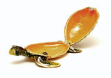 Sandy Turtle Trinket Box. Green Enamel with Austrian Crystals