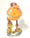 Bejeweled Robin Bird Trinket Box Handmade with Austrian Crystals