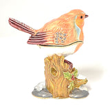 Bejeweled Robin Bird Trinket Box Handmade with Austrian Crystals
