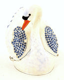 Big Swan Trinket Box with Blue & Pink Enamel with Austrian Crystals