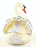 Big Swan Trinket Box with Blue & Pink Enamel with Austrian Crystals