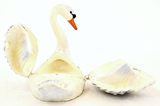 Big Swan Trinket Box with Blue & Pink Enamel with Austrian Crystals