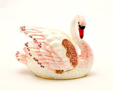 Big Swan Trinket Box with Blue & Pink Enamel with Austrian Crystals
