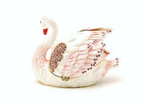 Big Swan Trinket Box with Blue & Pink Enamel with Austrian Crystals